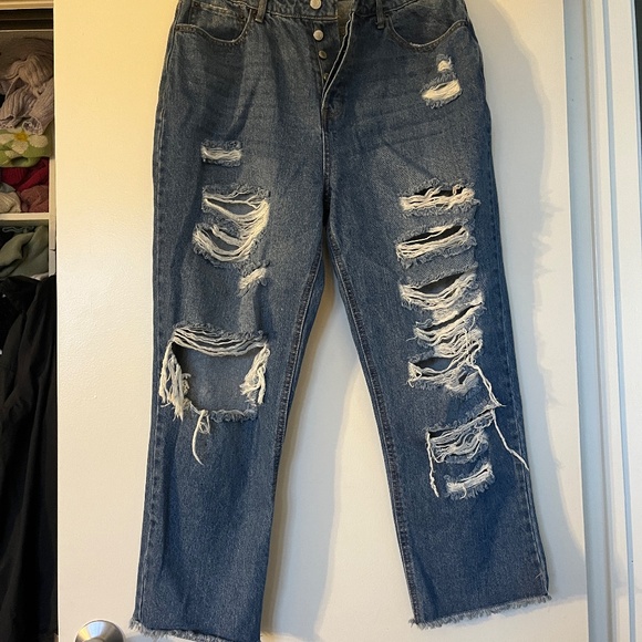 90s Boyfriend Ripped Jeans sz 15 All Button Relaxed Vanilla Star - Picture 2 of 11